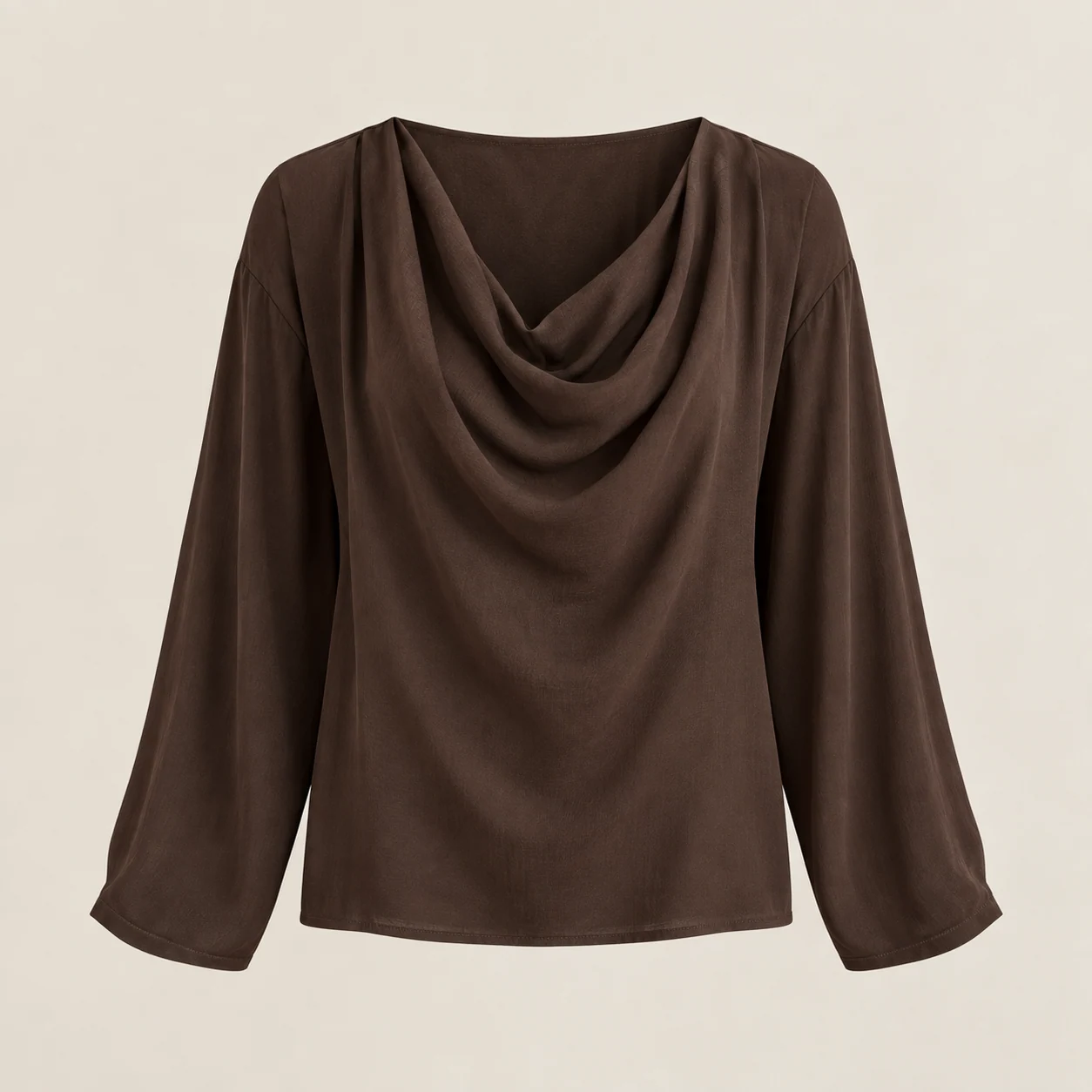Celeste Drape Blouse in espresso, clothing product photograph