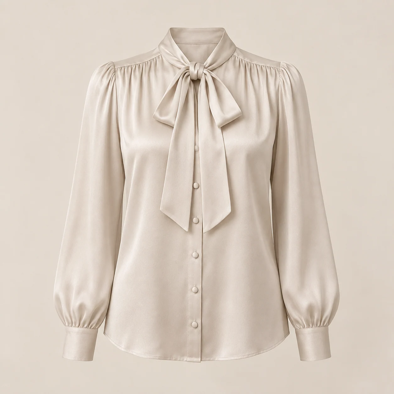 Eloise Tie-Neck Blouse in oyster, clothing product photograph