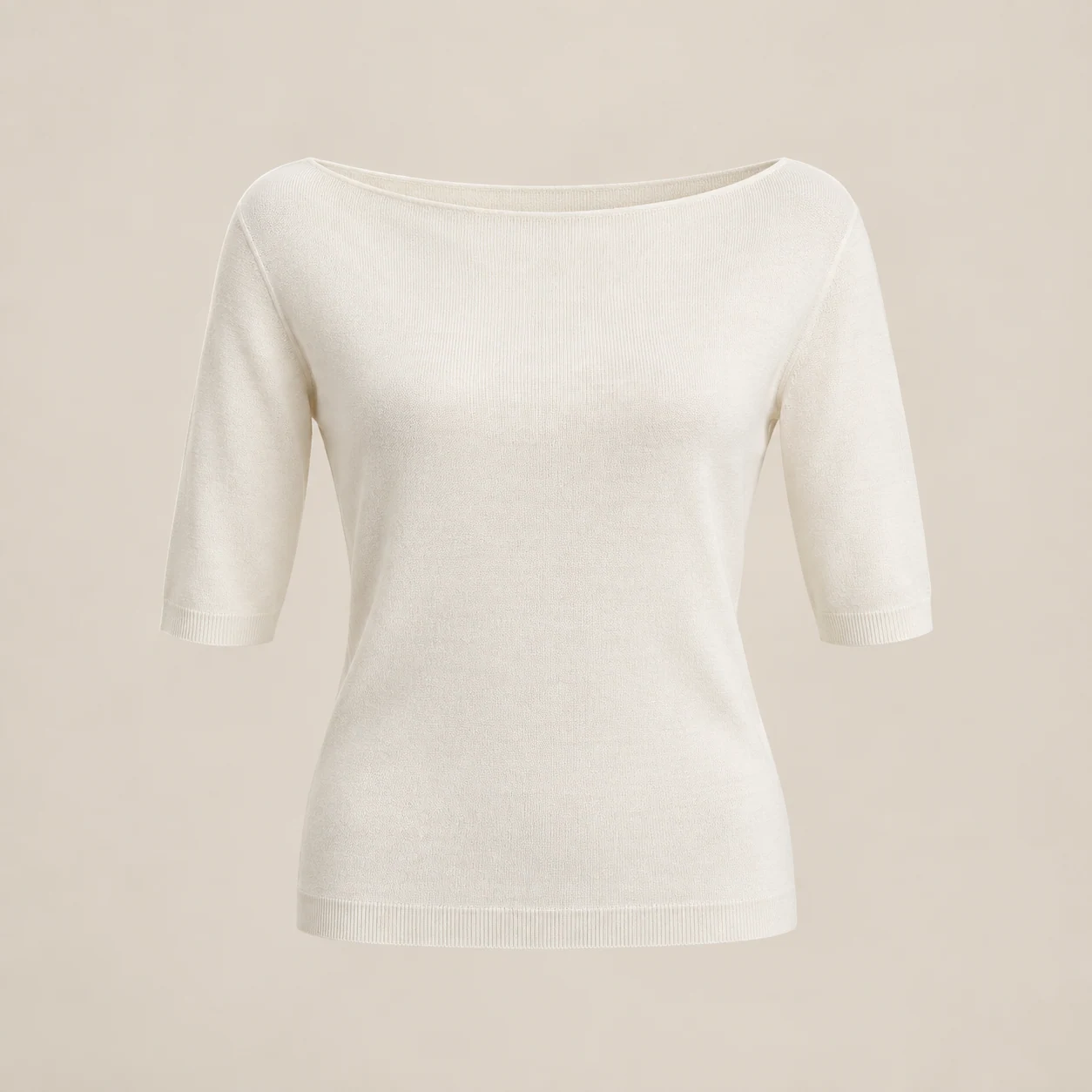 Isolde Boat-Neck Knit in ivory, clothing product photograph