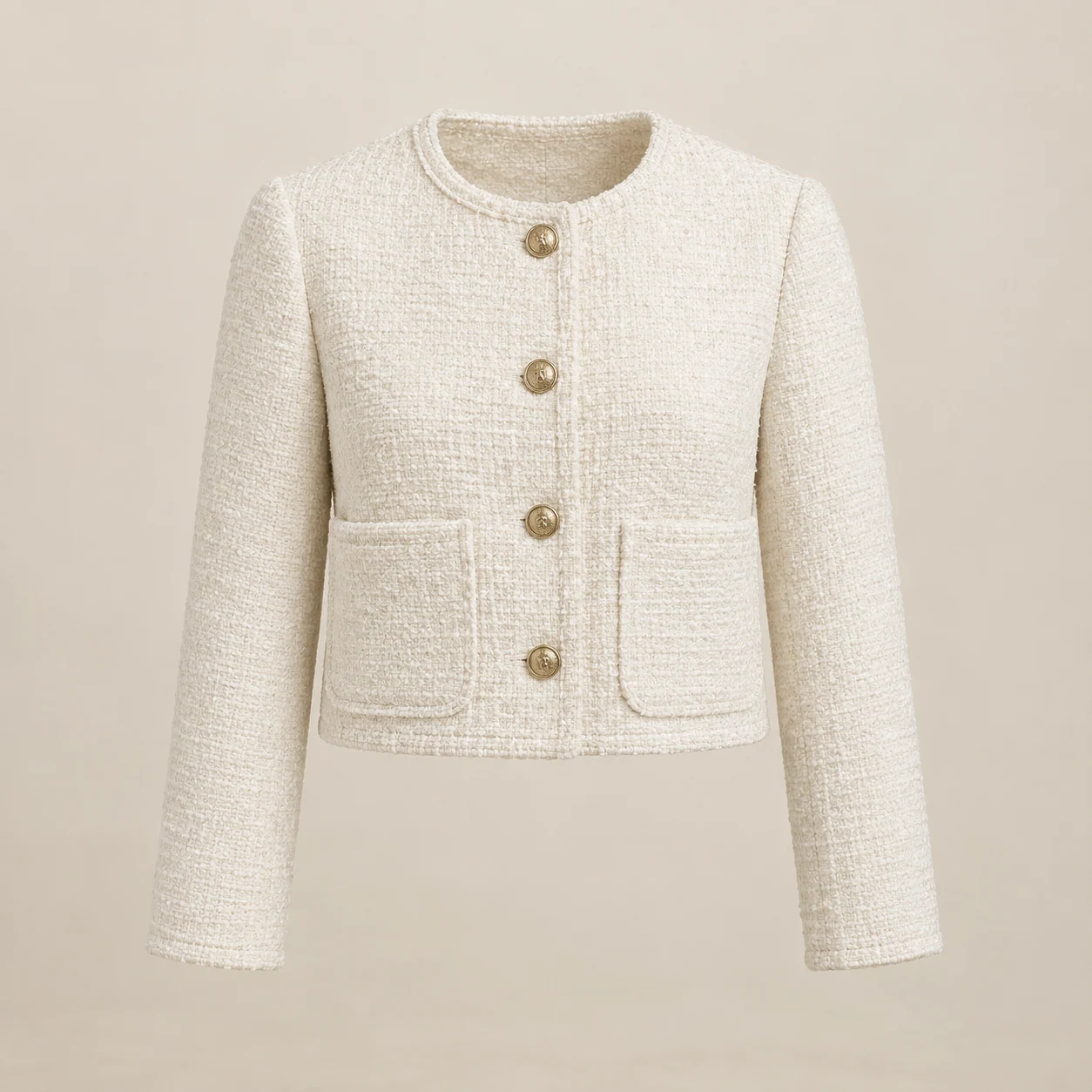 Lennox Cropped Jacket in ivory, clothing product photograph
