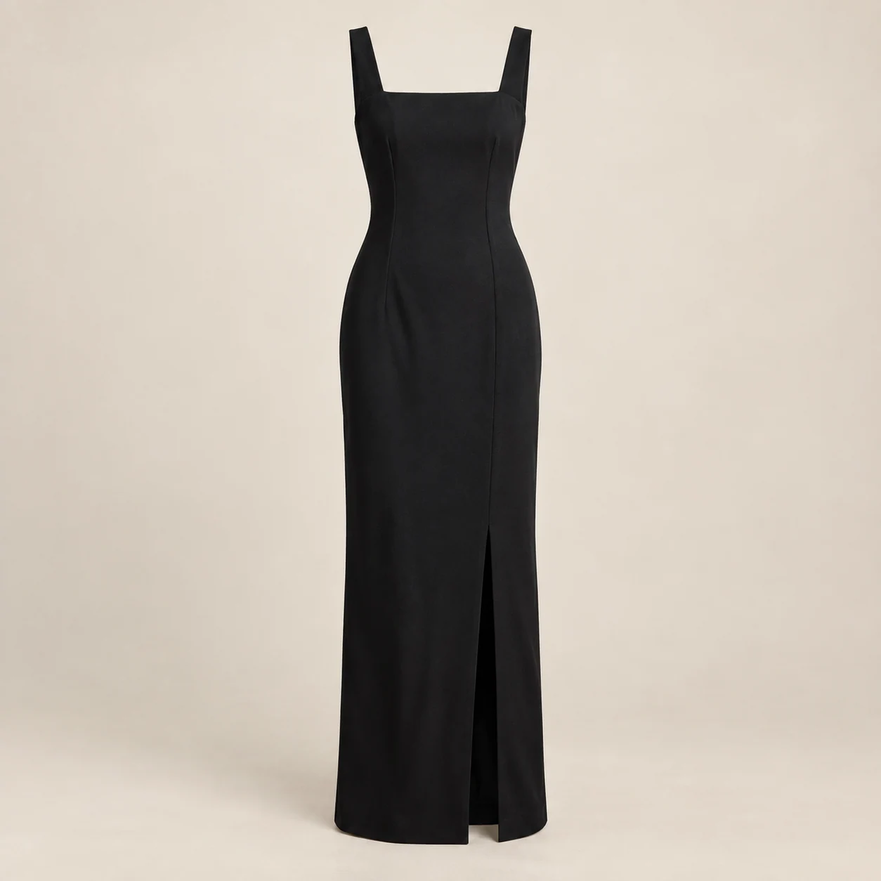 Nocturne Column Dress in black, clothing product photograph