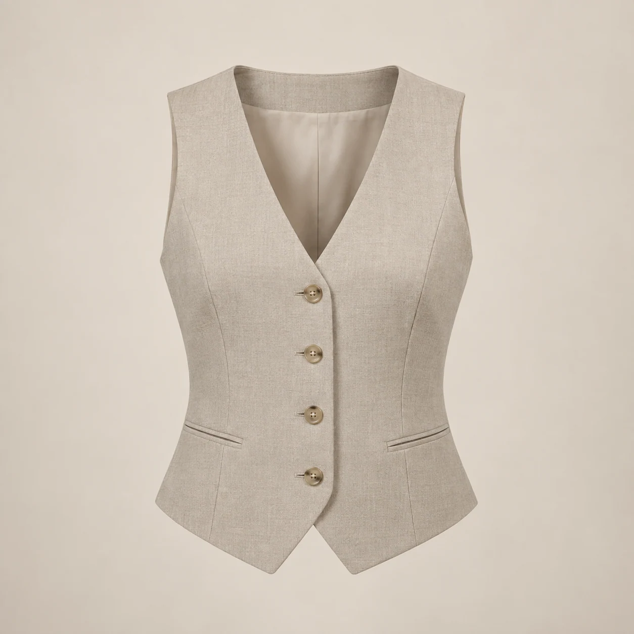 Sloane Tailored Waistcoat in stone, clothing product photograph