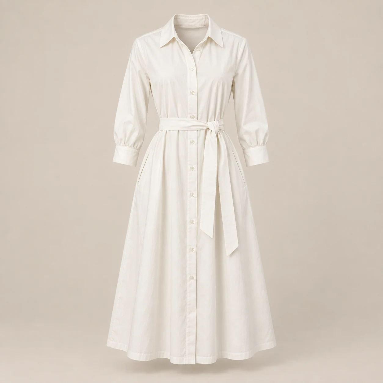 Solene Shirt Dress in ivory, clothing product photograph
