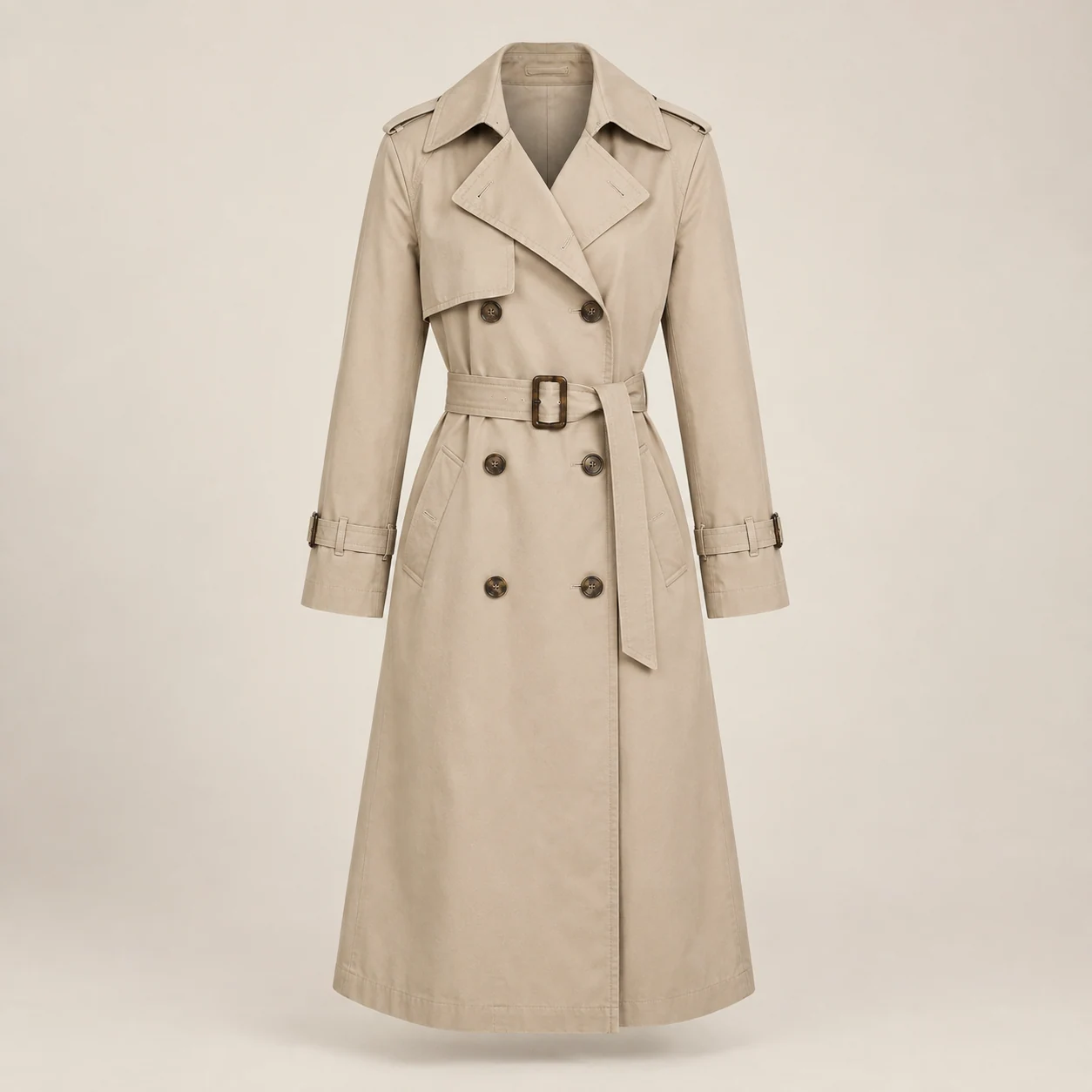 Whitmore Belted Trench in sand, clothing product photograph
